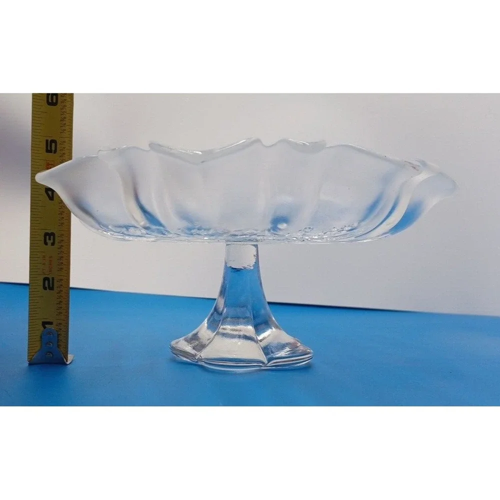 Vtg Clear Mikasa Christmas Story Pedestal Footed Small‎ Cake Serving Platter